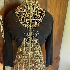 Copper Key Black Cardigan with Sequins